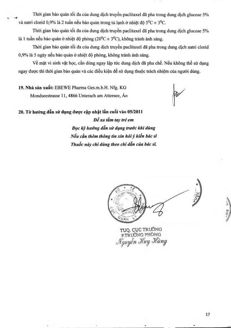 thông tin, cách dùng, giá thuốc Paclitaxel ~Ebewe~ - ảnh 18