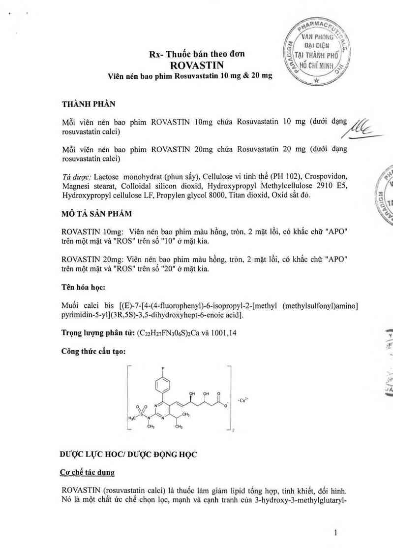 thông tin, cách dùng, giá thuốc Rovastin 20mg - ảnh 2