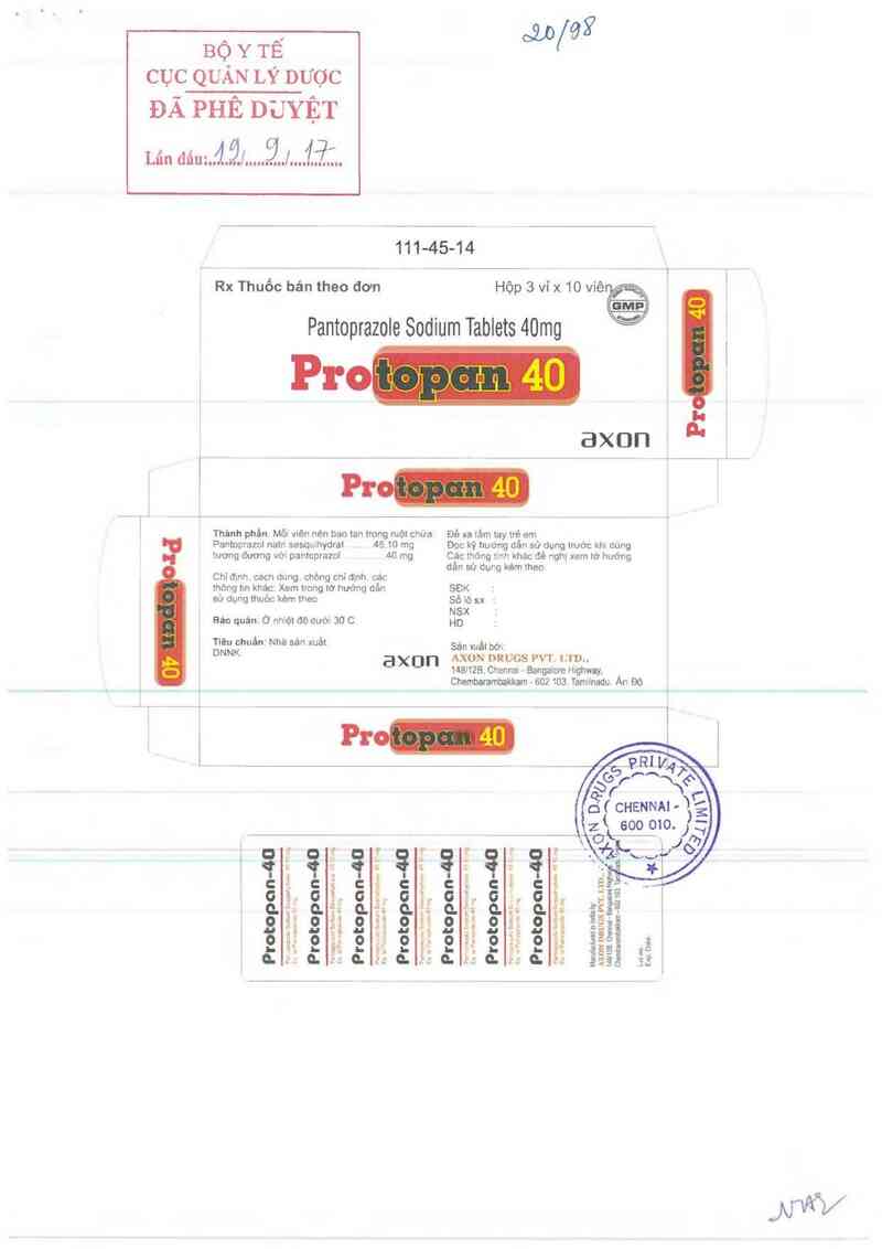 thông tin, cách dùng, giá thuốc Protopan-40 - ảnh 0