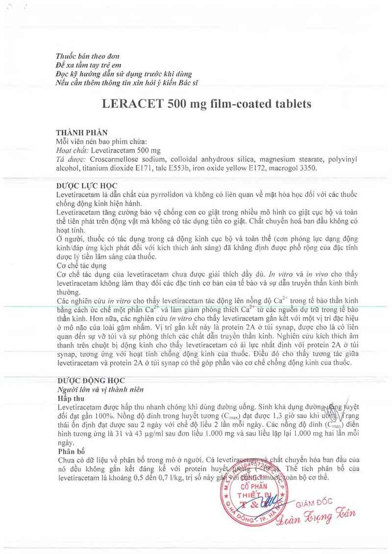 thông tin, cách dùng, giá thuốc Leracet 500mg Film-coated tablets - ảnh 1