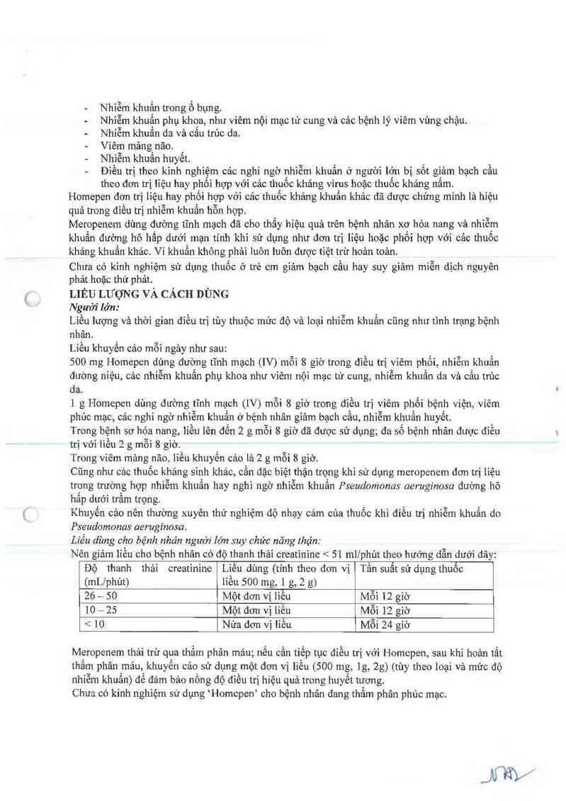 thông tin, cách dùng, giá thuốc Homepen 500mg/vial - ảnh 7