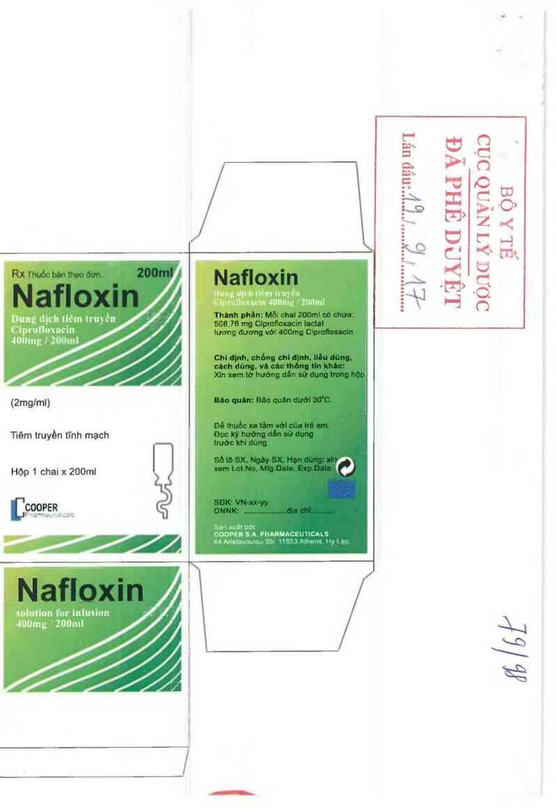 thông tin, cách dùng, giá thuốc Nafloxin solution for infusion 400mg/200ml - ảnh 1