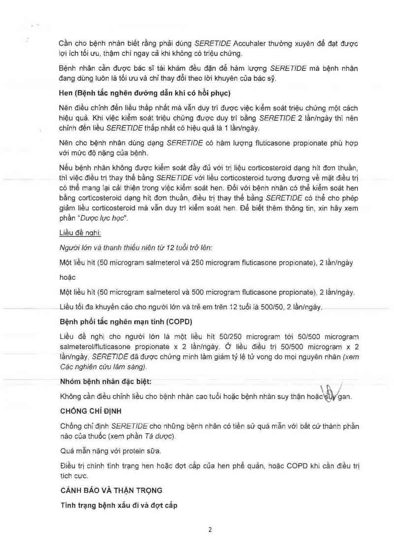 thông tin, cách dùng, giá thuốc Seretide Accuhaler 50/250mcg - ảnh 6
