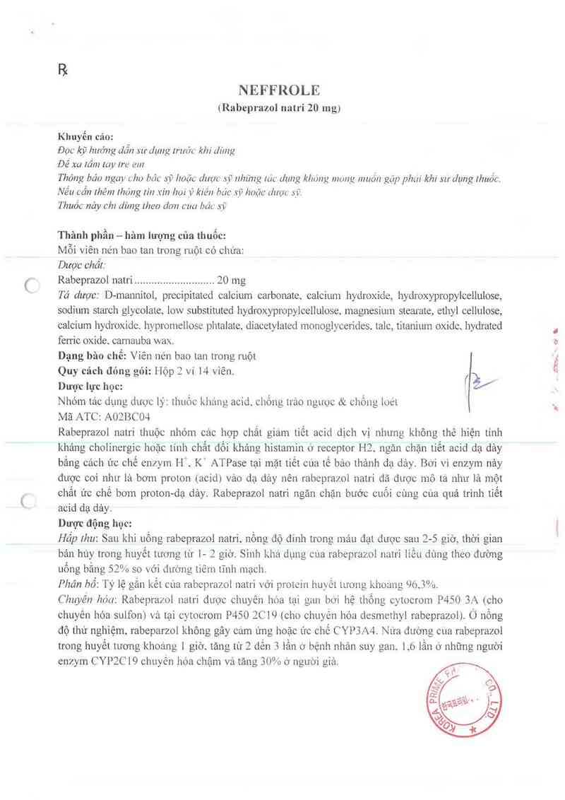 thông tin, cách dùng, giá thuốc Neffrole - ảnh 1