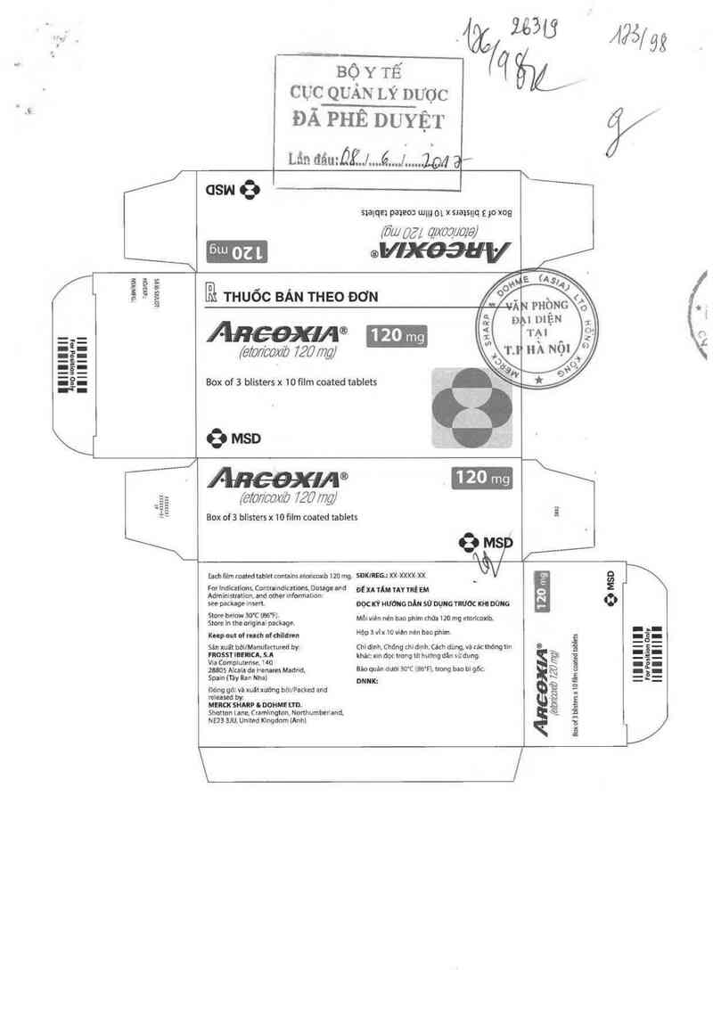 thông tin, cách dùng, giá thuốc Arcoxia 120mg - ảnh 0