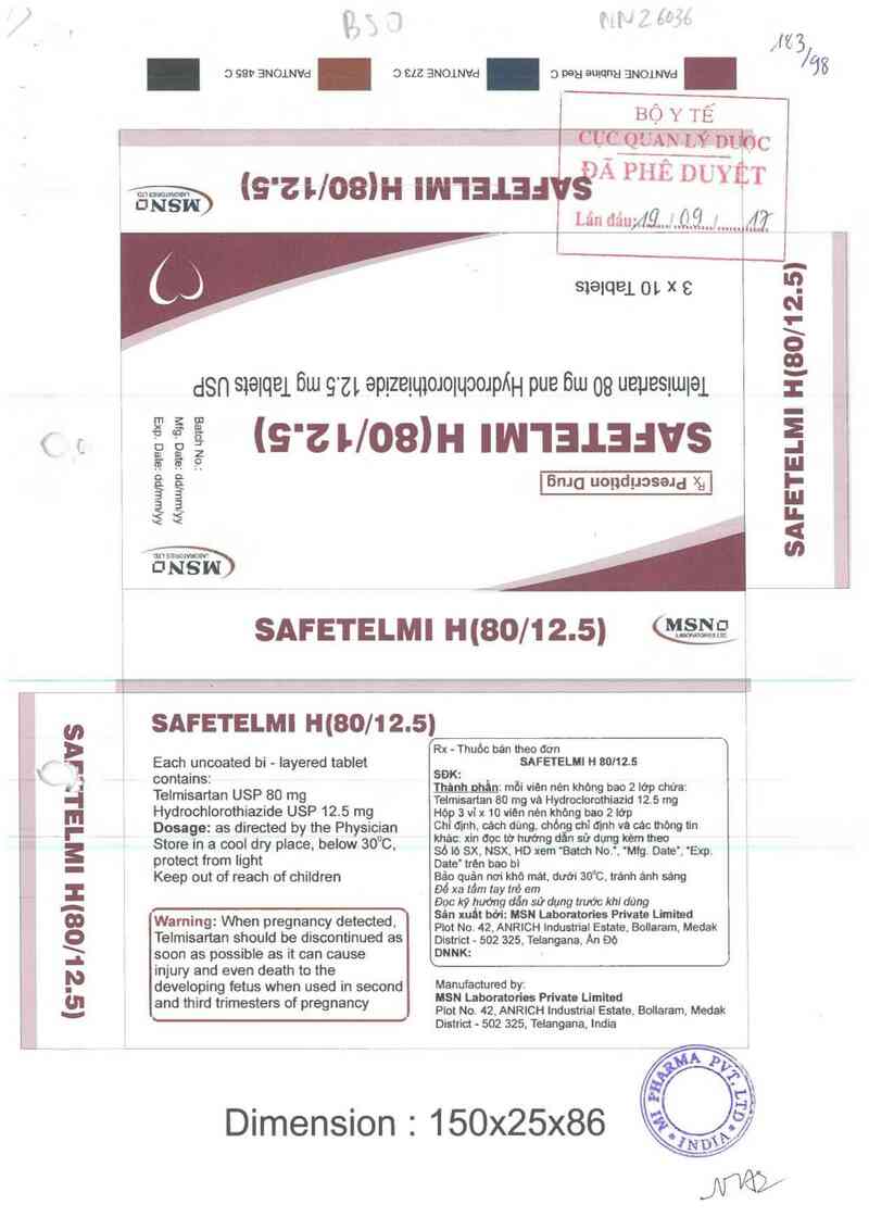 thông tin, cách dùng, giá thuốc Safetelmi H 80/12.5 - ảnh 0