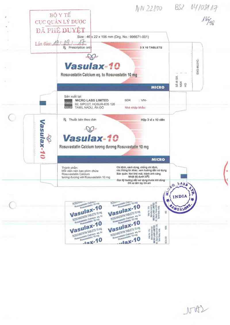 thông tin, cách dùng, giá thuốc Vasulax-10 - ảnh 0