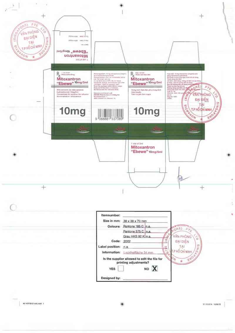 thông tin, cách dùng, giá thuốc Mitoxantron ~ebewe~ - ảnh 1