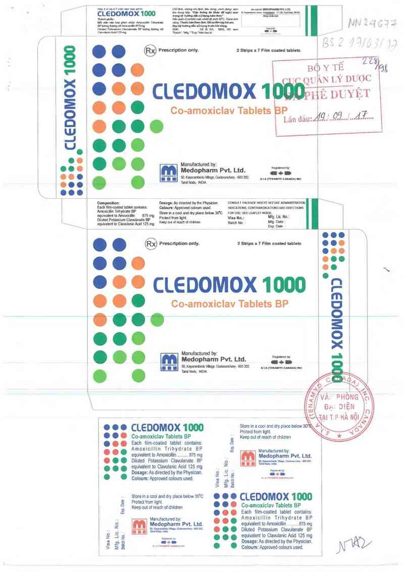 thông tin, cách dùng, giá thuốc Cledomox 1000 - ảnh 0