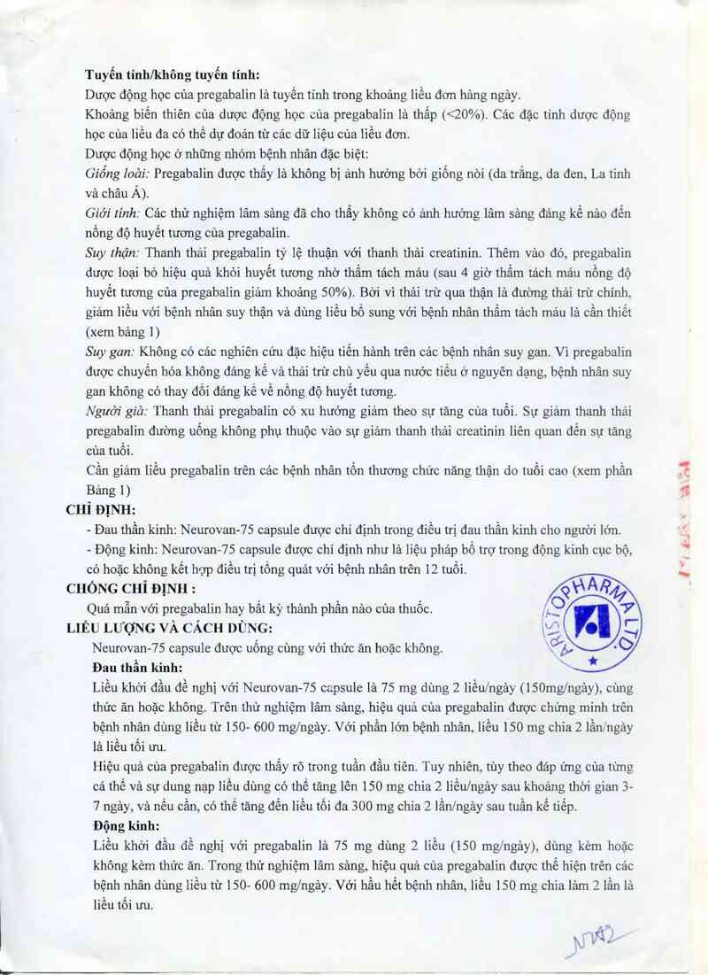 thông tin, cách dùng, giá thuốc Neurovan-75 capsule - ảnh 3
