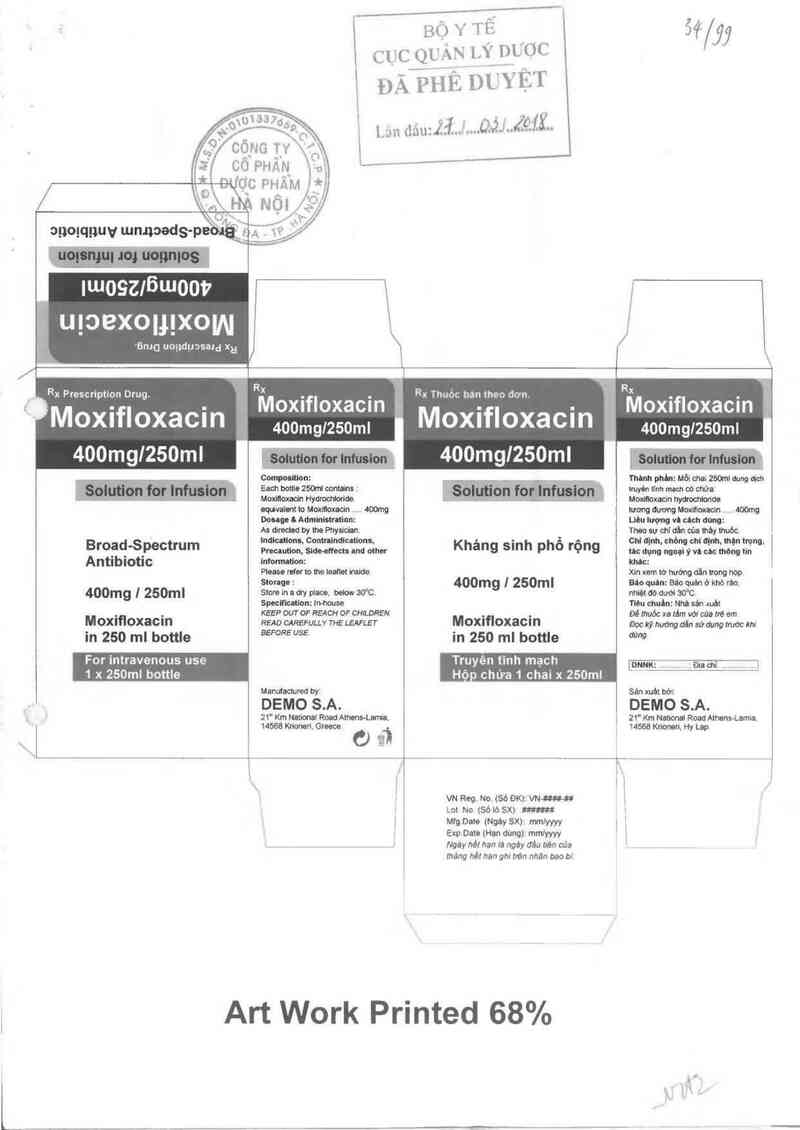 thông tin, cách dùng, giá thuốc Moxifloxacin 400mg/250ml Solution for Infusion - ảnh 0