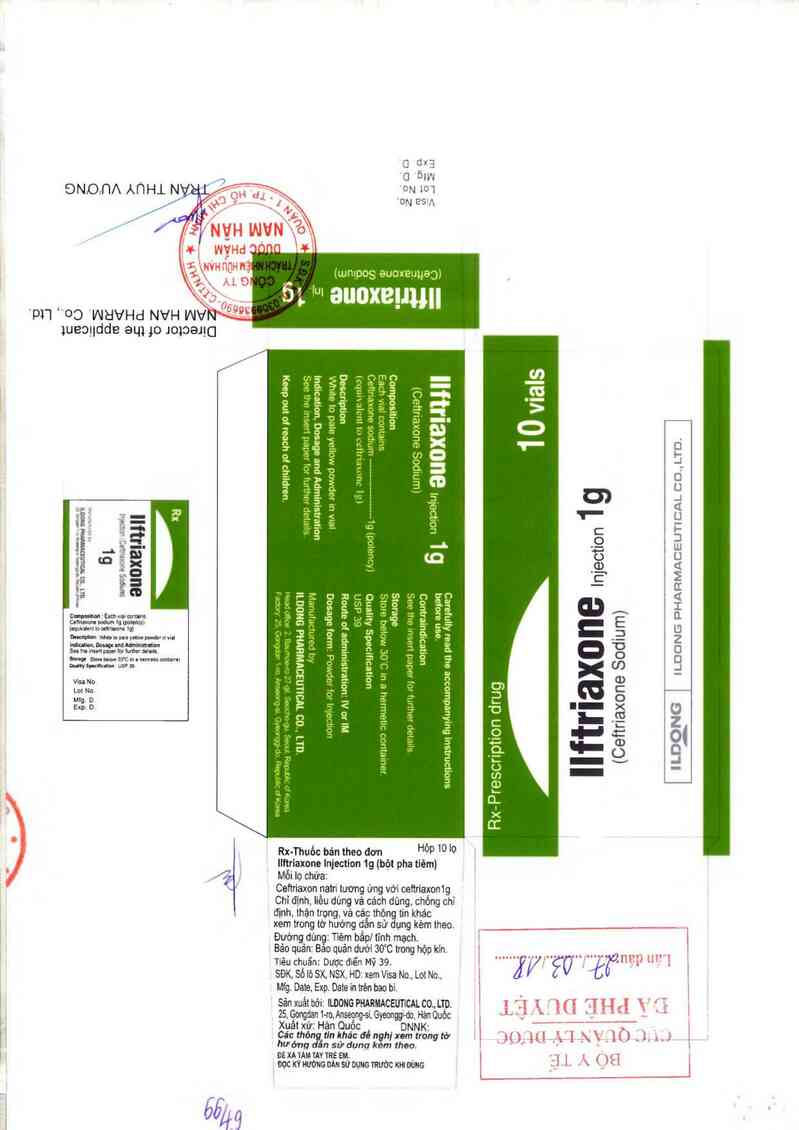 thông tin, cách dùng, giá thuốc Ilftriaxone injection 1g - ảnh 0