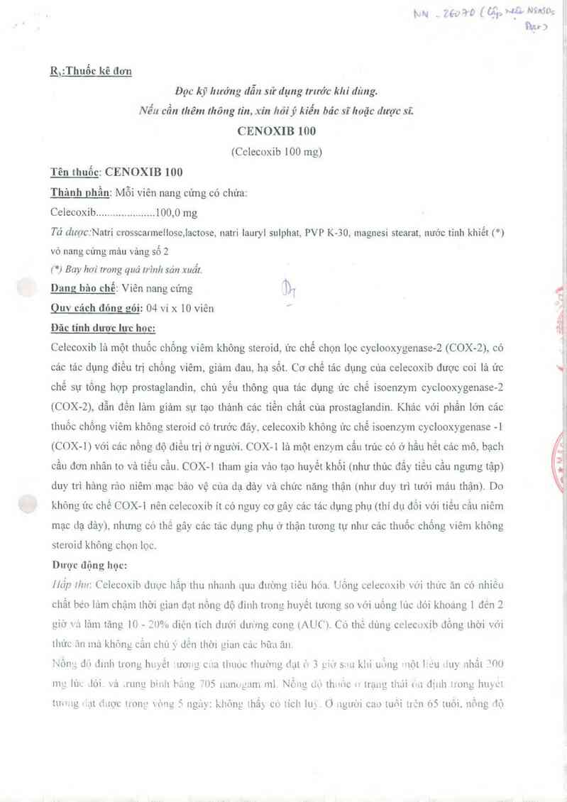 thông tin, cách dùng, giá thuốc Cenoxib 100 - ảnh 2