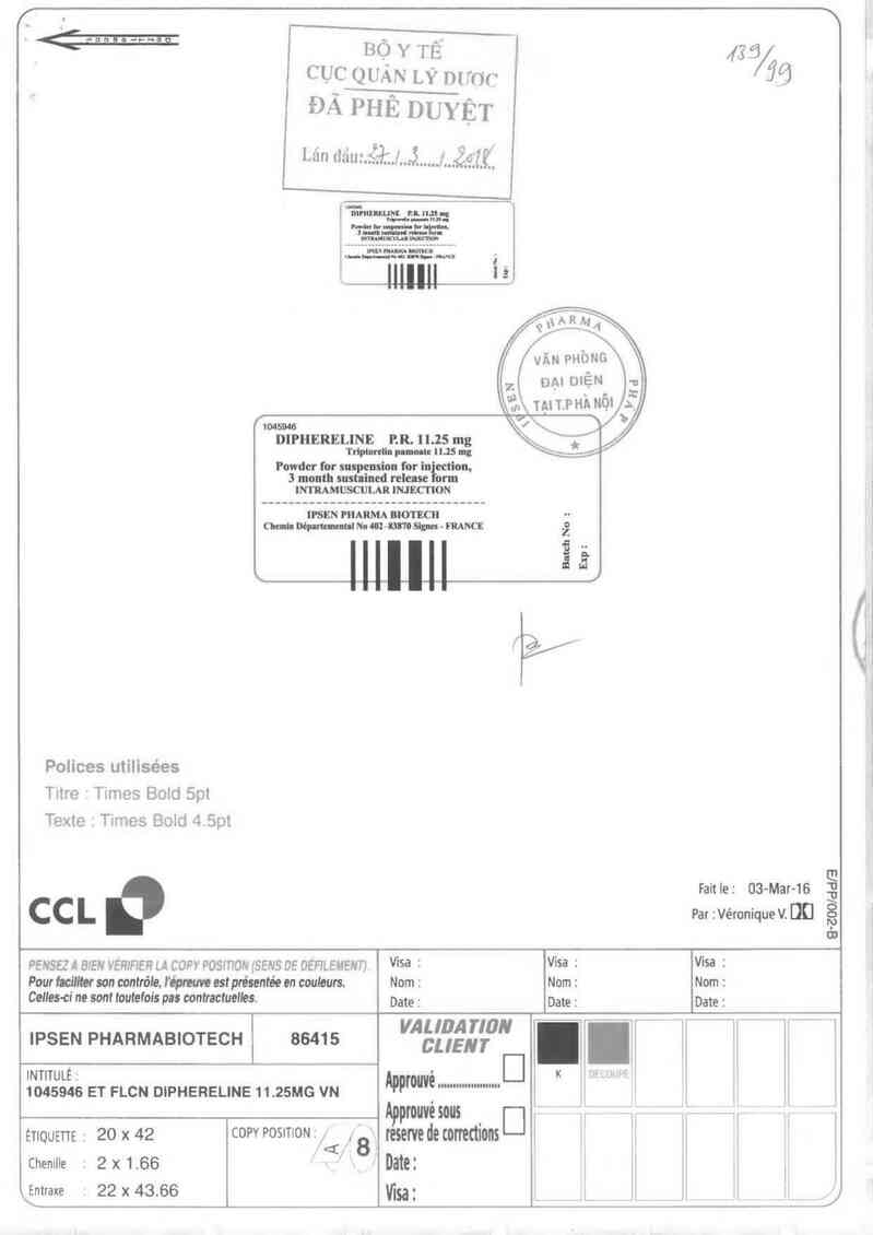 thông tin, cách dùng, giá thuốc Diphereline P.R. 11.25mg - ảnh 0