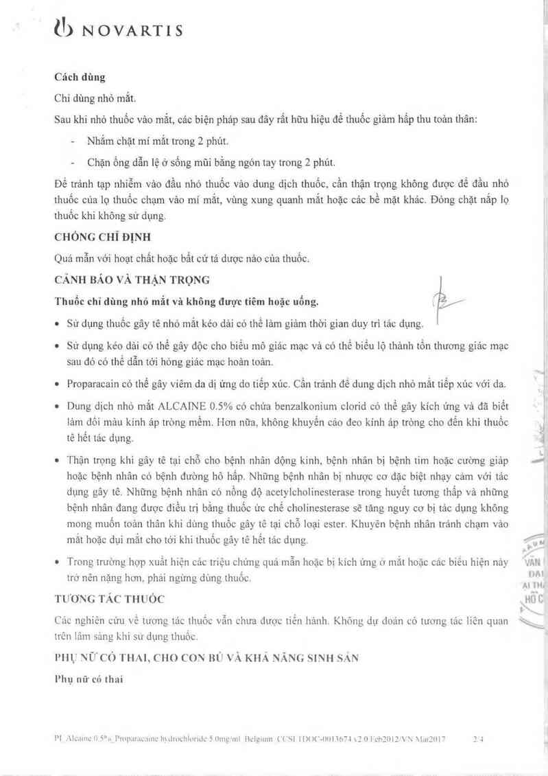 thông tin, cách dùng, giá thuốc Alcaine 0,5% - ảnh 3