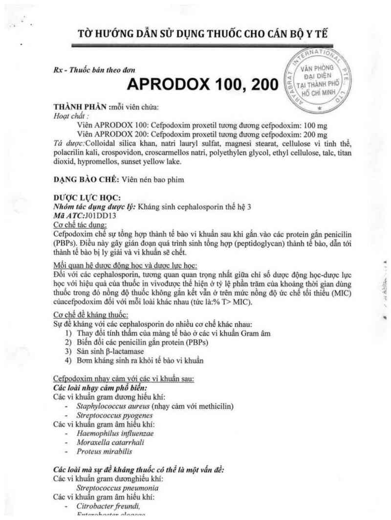 thông tin, cách dùng, giá thuốc Aprodox 100 - ảnh 1