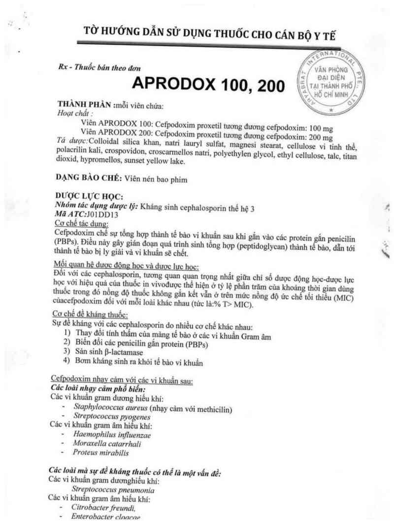 thông tin, cách dùng, giá thuốc Aprodox 200 - ảnh 1