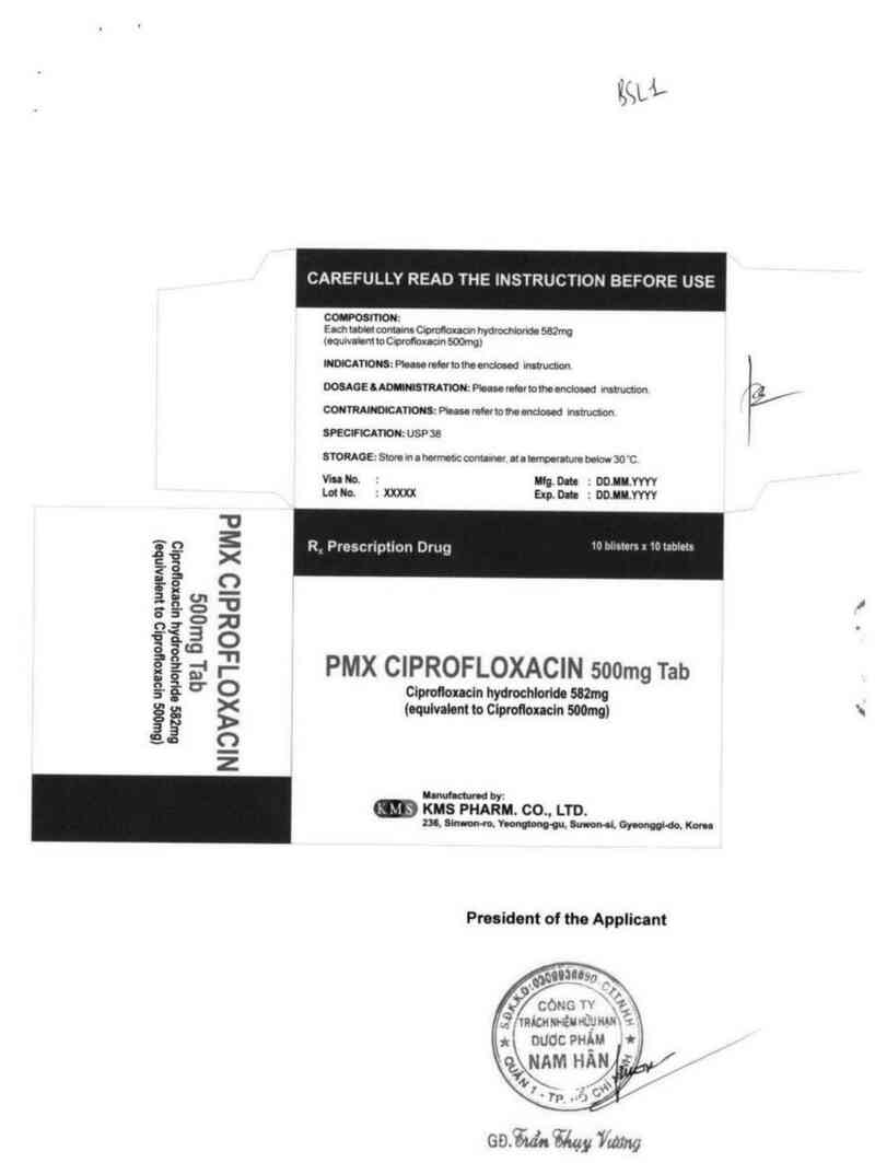 thông tin, cách dùng, giá thuốc Pmx Ciprofloxacin 500mg Tab - ảnh 1