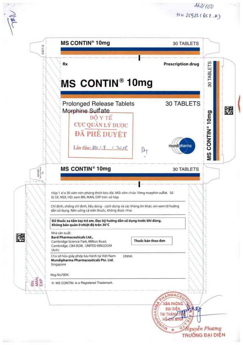 thông tin, cách dùng, giá thuốc MS Contin 10mg - ảnh 0