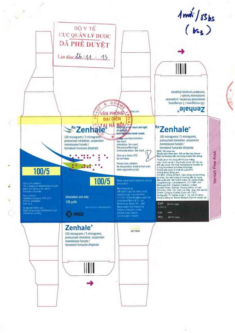 thông tin, cách dùng, giá thuốc Zenhale (Nhà đóng gói: Organon Ireland Ltd., địa chỉ: Drynam Road, Swords Co. Dublin, Ireland) - ảnh 0