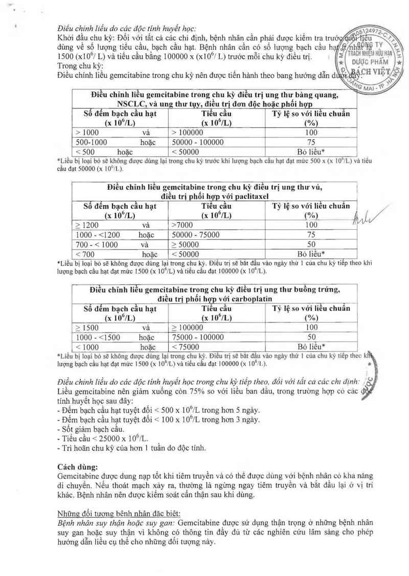 thông tin, cách dùng, giá thuốc Gemcitabine Medac - ảnh 4