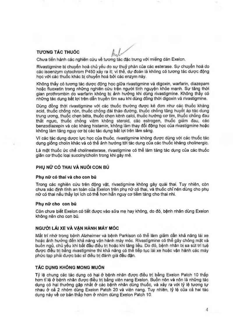 thông tin, cách dùng, giá thuốc Exelon Patch (Cơ sở đóng gói thứ cấp: Novartis Pharma Stein AG, đ/c: Schaffhauserstrasse, 4332 Stein, Switzerland) - ảnh 5
