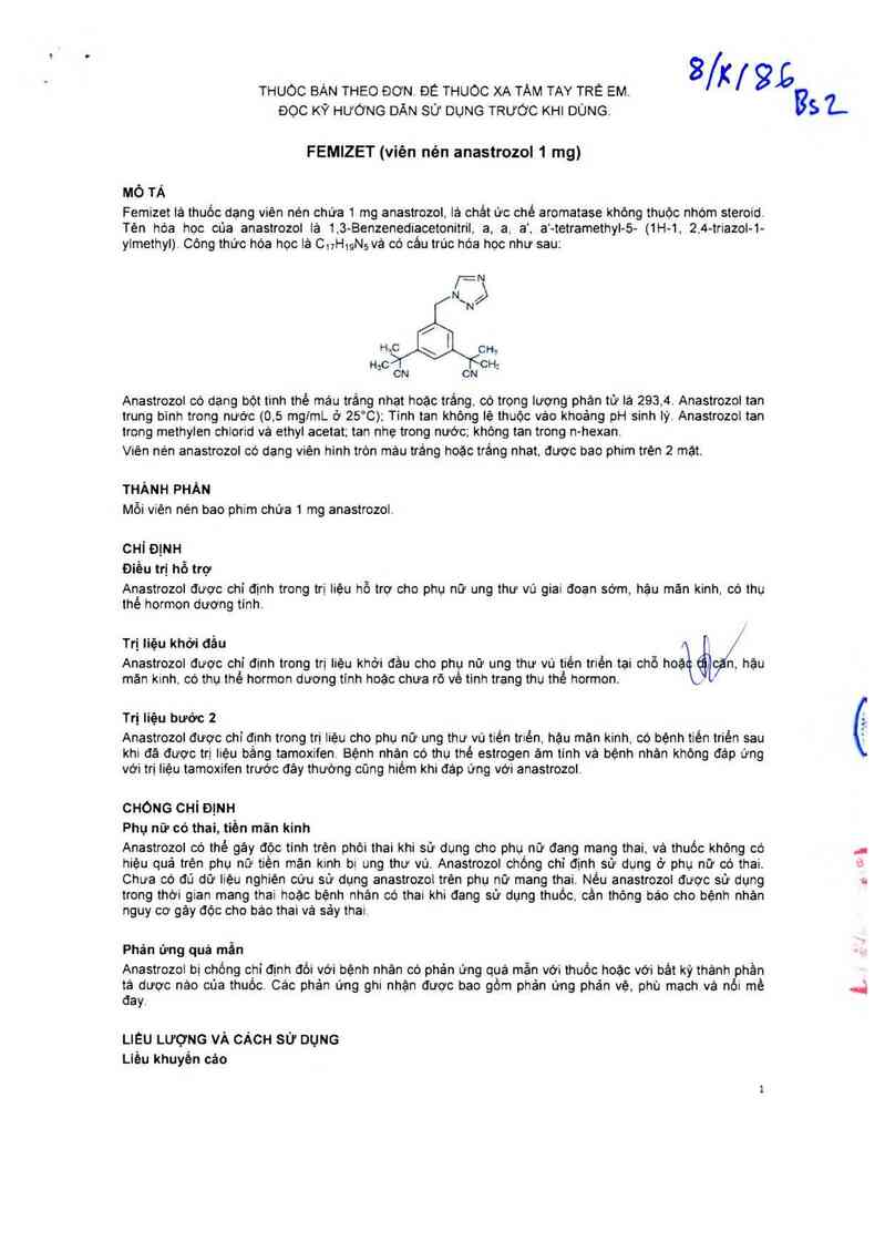 thông tin, cách dùng, giá thuốc Femizet 1mg - ảnh 2