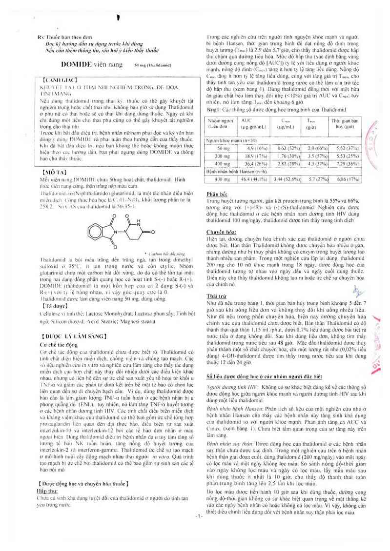 thông tin, cách dùng, giá thuốc Domide Capsules 50mg - ảnh 5