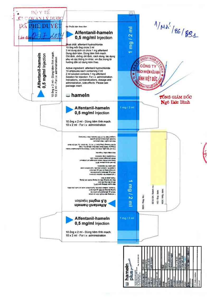 thông tin, cách dùng, giá thuốc Alfentanil-hameln 0,5mg/ml - ảnh 0