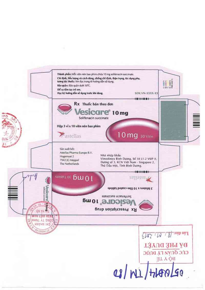 thông tin, cách dùng, giá thuốc Vesicare 10mg - ảnh 0