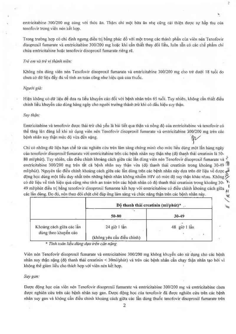 thông tin, cách dùng, giá thuốc Tenofovir Disoproxil Fumarate and Emtricitabine Tablets 300mg/200mg - ảnh 4