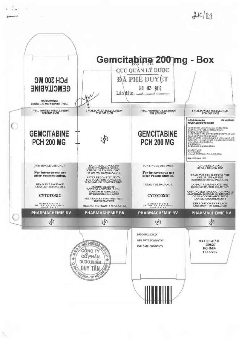 thông tin, cách dùng, giá thuốc Gemcitabine PCH 200 mg - ảnh 0