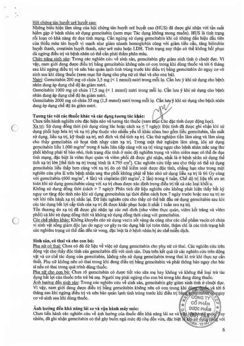 thông tin, cách dùng, giá thuốc Gemcitabine PCH 200 mg - ảnh 8