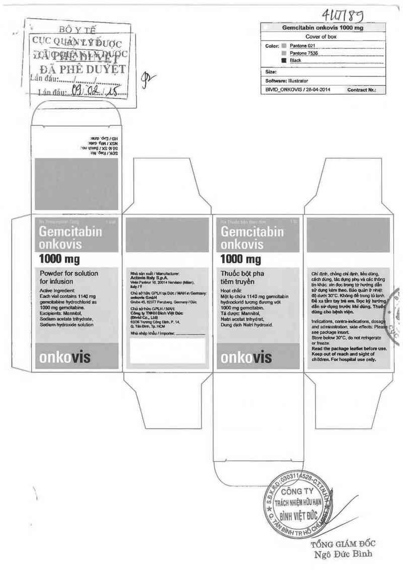thông tin, cách dùng, giá thuốc Gemcitabine Onkovis 1000mg - ảnh 0