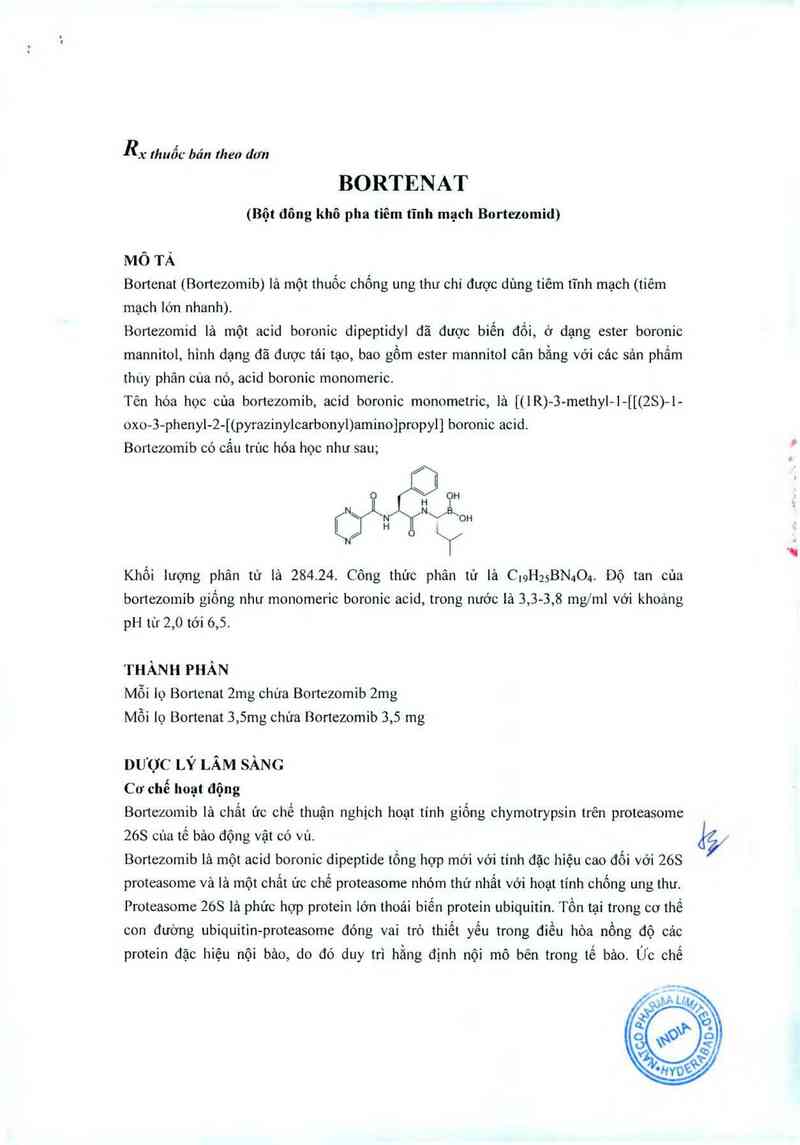 thông tin, cách dùng, giá thuốc Bortenat 2mg - ảnh 1