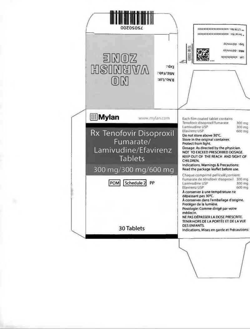 thông tin, cách dùng, giá thuốc Tenofovir Disoproxil Fumarate, Lamivudine and Efavirenz Tablets 300mg/300mg/600mg - ảnh 0