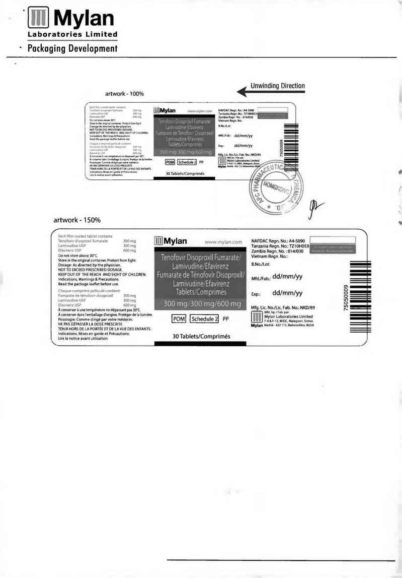 thông tin, cách dùng, giá thuốc Tenofovir Disoproxil Fumarate, Lamivudine and Efavirenz Tablets 300mg/300mg/600mg - ảnh 3