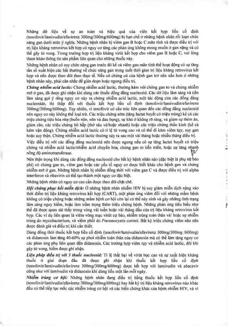 thông tin, cách dùng, giá thuốc Tenofovir Disoproxil Fumarate, Lamivudine and Efavirenz Tablets 300mg/300mg/600mg - ảnh 7