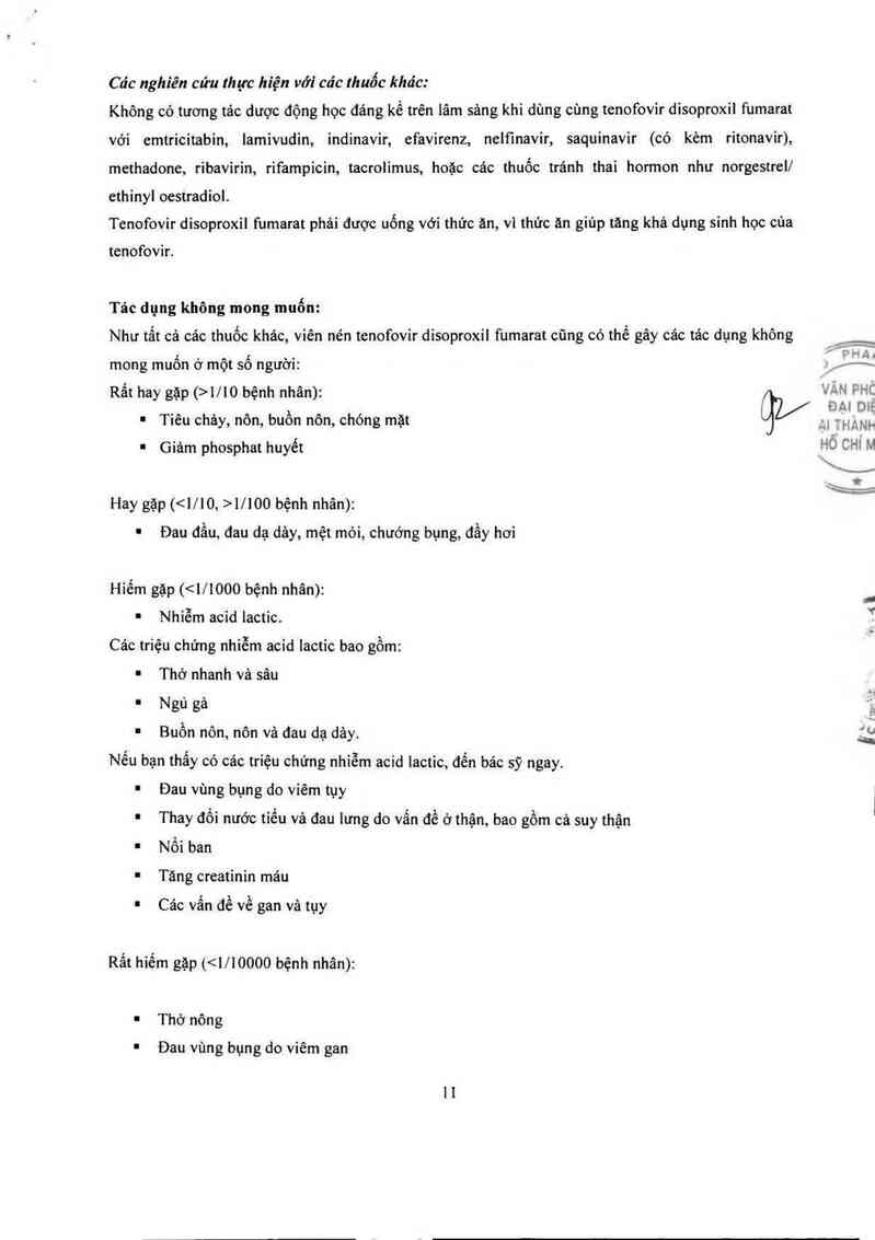 thông tin, cách dùng, giá thuốc Tenofovir disoproxil fumarate 300mg - ảnh 13