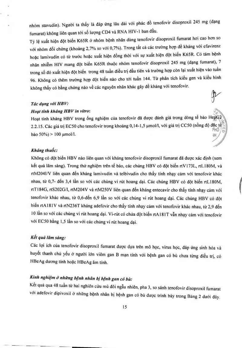 thông tin, cách dùng, giá thuốc Tenofovir disoproxil fumarate 300mg - ảnh 17