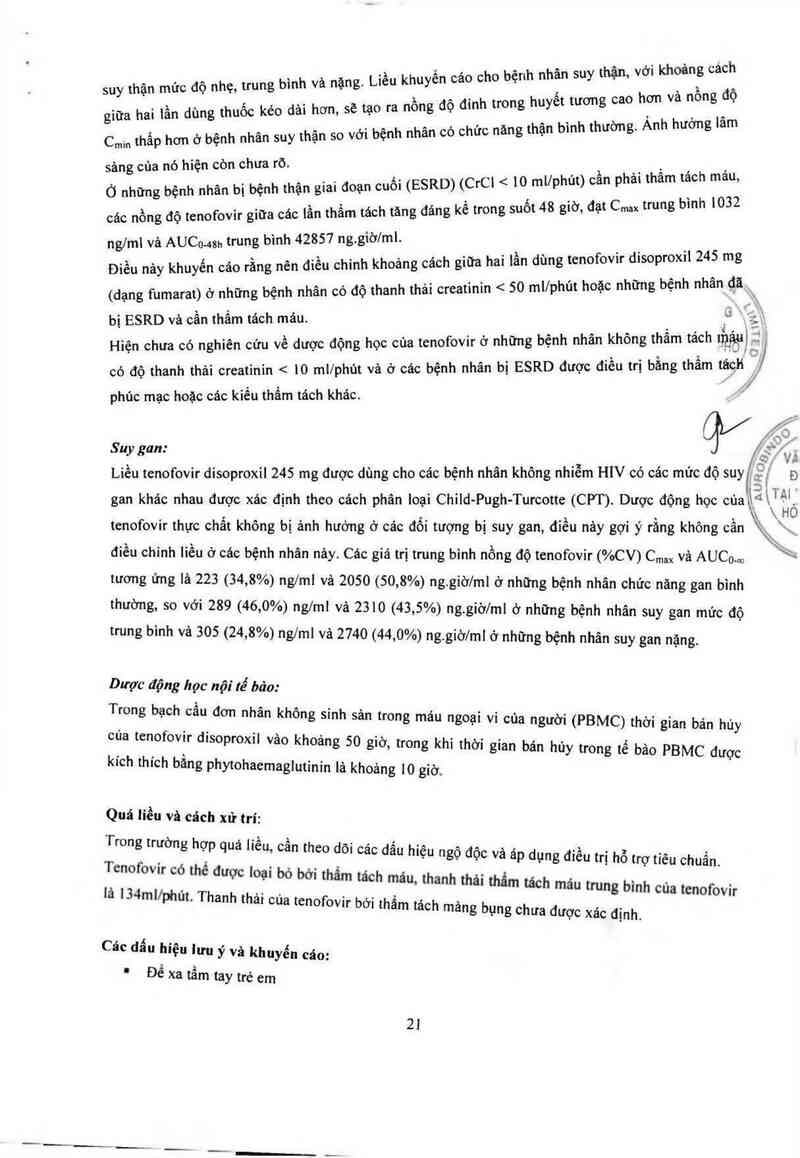 thông tin, cách dùng, giá thuốc Tenofovir disoproxil fumarate 300mg - ảnh 23
