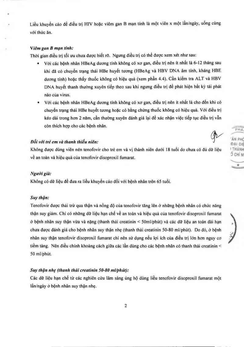 thông tin, cách dùng, giá thuốc Tenofovir disoproxil fumarate 300mg - ảnh 4