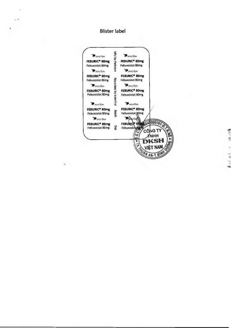 thông tin, cách dùng, giá thuốc Feburic 80mg (Cơ sở đóng gói: Interthai Pharmaceutical Manufacturing Ltd; địa chỉ: 1899 Phaholyothin Road, Ladyao, Chatuchak, Bangkok 10900, Thailand) - ảnh 1