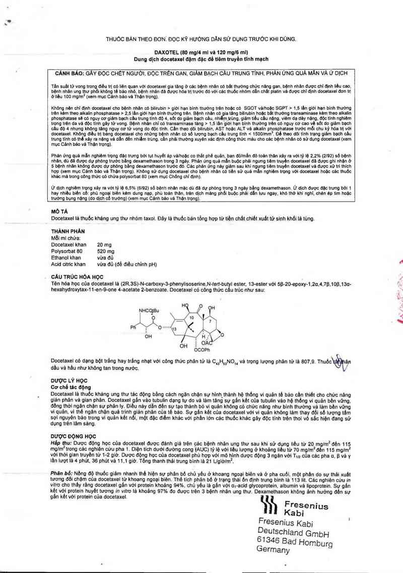 thông tin, cách dùng, giá thuốc Daxotel 120mg/6ml - ảnh 2