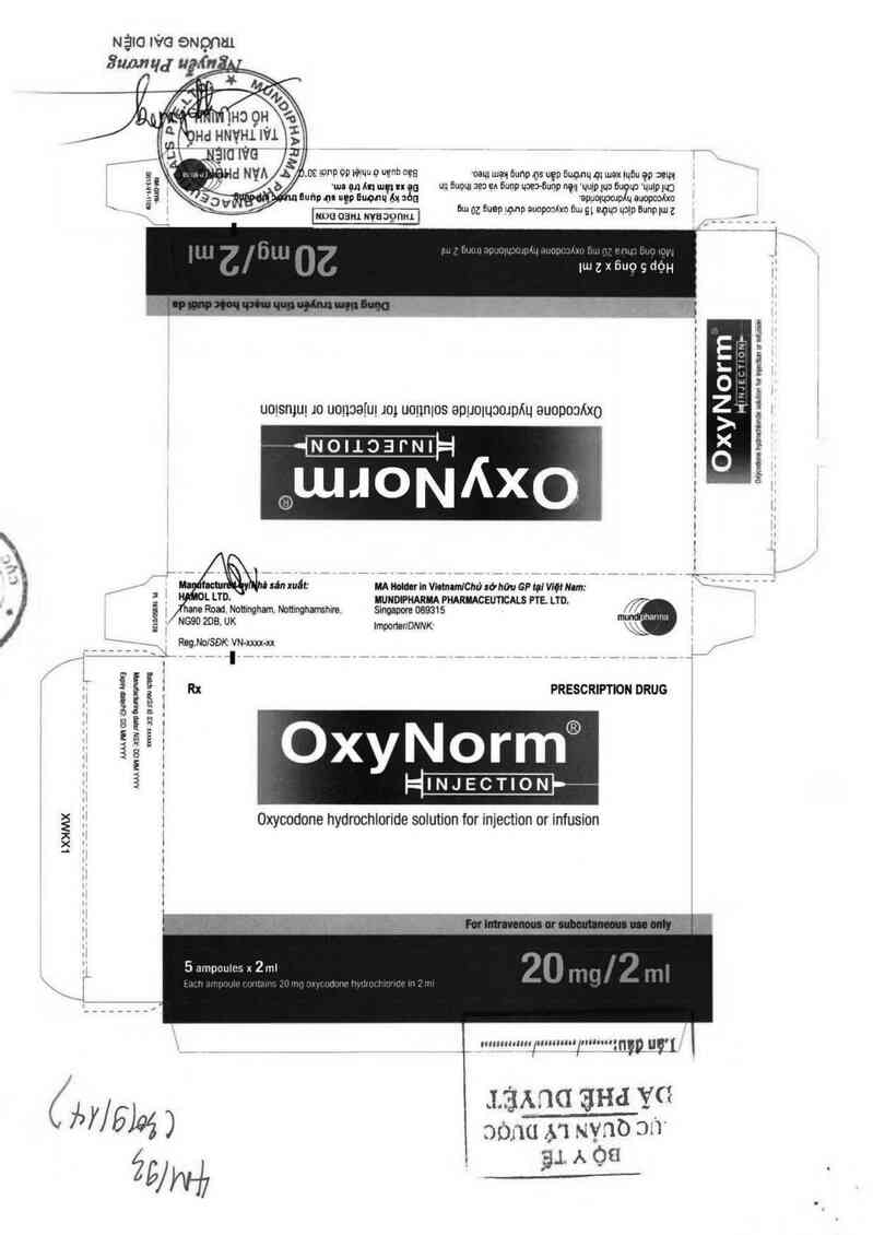 thông tin, cách dùng, giá thuốc Oxynorm 20mg/2ml - ảnh 0