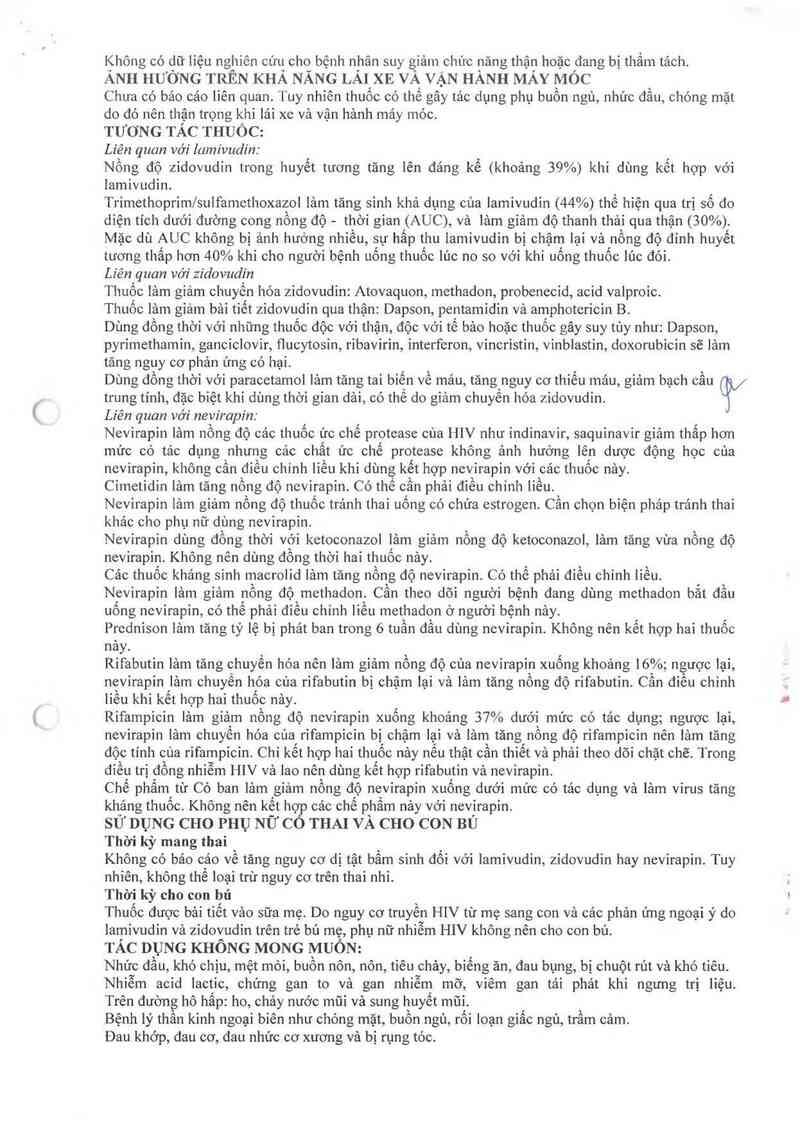 thông tin, cách dùng, giá thuốc Lamivudine 150mg, Zidovudine 300mg & Nevirapine 200mg Tablets - ảnh 5