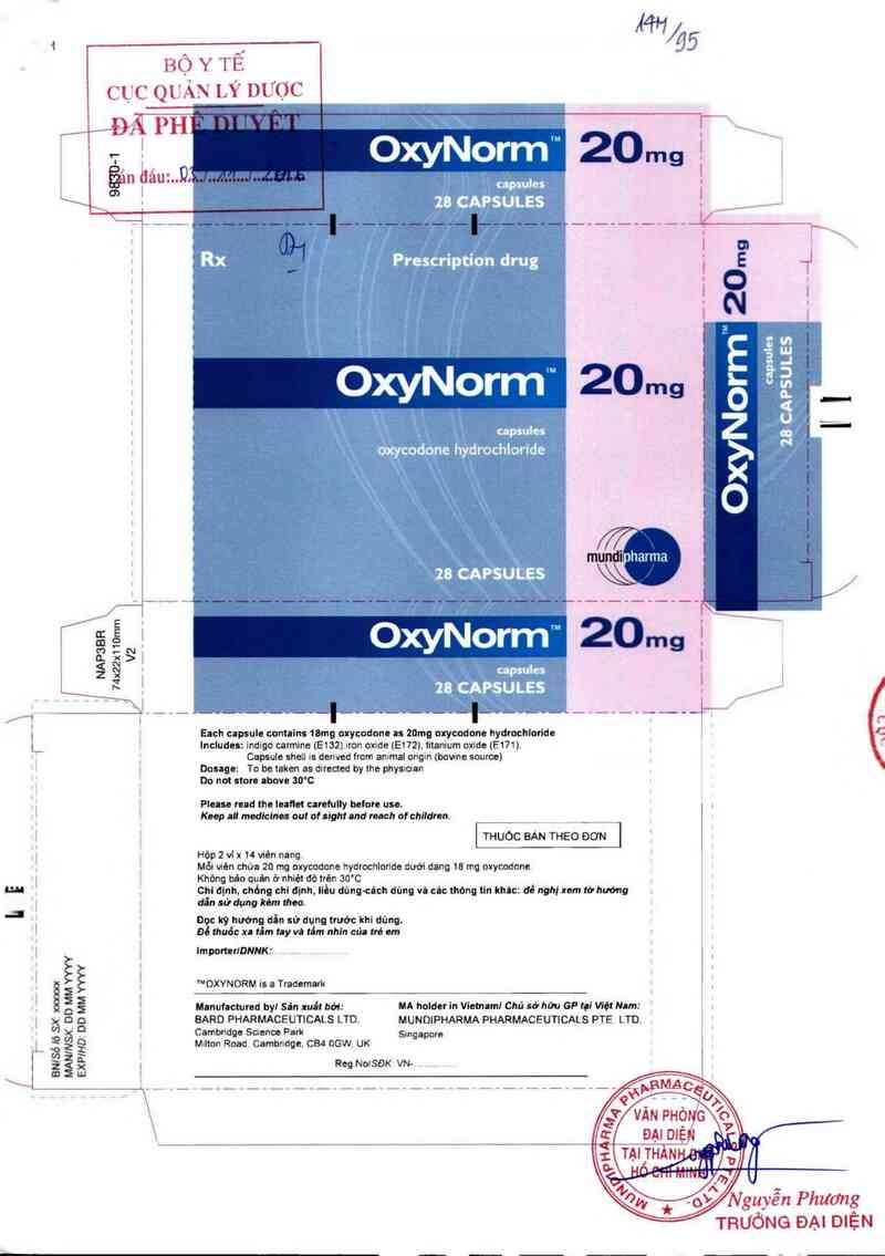 thông tin, cách dùng, giá thuốc Oxynorm 20mg - ảnh 0