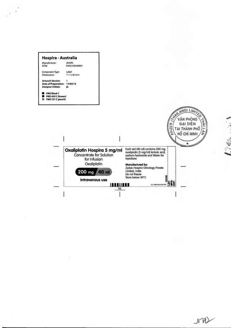 thông tin, cách dùng, giá thuốc Oxaliplatin Hospira 200mg/40ml - ảnh 2