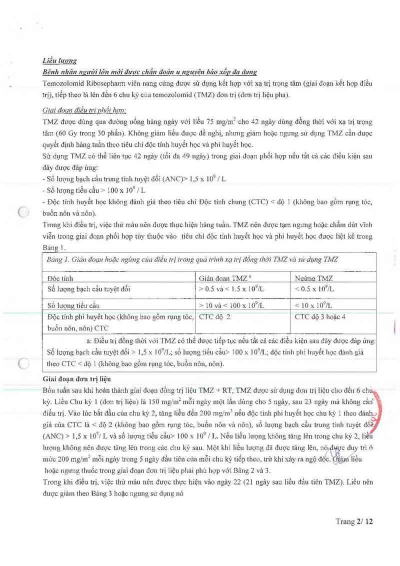 thông tin, cách dùng, giá thuốc Temozolimid Ribosepharm 100mg - ảnh 19