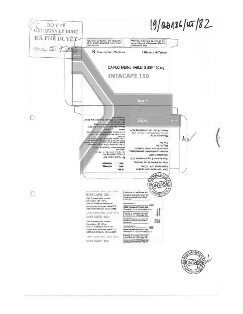 thông tin, cách dùng, giá thuốc Intacape 150 - ảnh 0